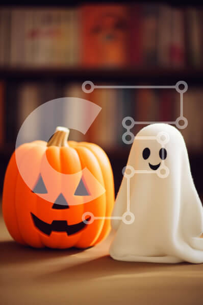 Intra Συλλεκτικό Ξύλινο Παζλ Plywood  4mm - Ειδώλιο φάντασμα αποκριών και διακόσμηση κολοκύθας Σε Ξύλινο Κουτί - Διαστάσεις Puzzle: 10x10 cm – 25 κομμάτια