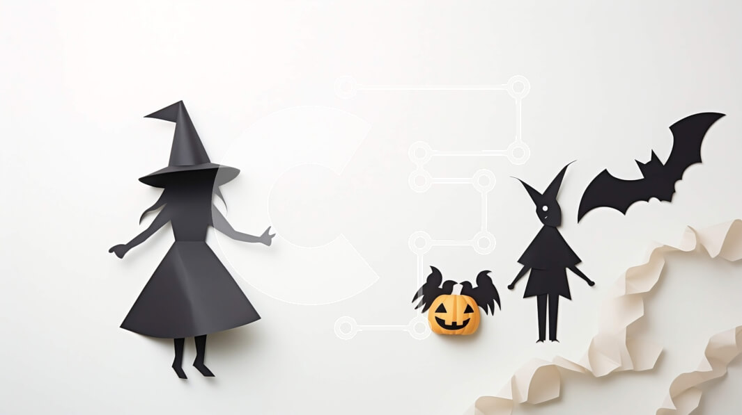 Intra Συλλεκτικό Ξύλινο Παζλ Plywood  4mm - Σιλουέτα μάγισσας αποκριών σε άσπρο φόντο Σε Ξύλινο Κουτί - Διαστάσεις Puzzle: 10x10 cm – 25 κομμάτια