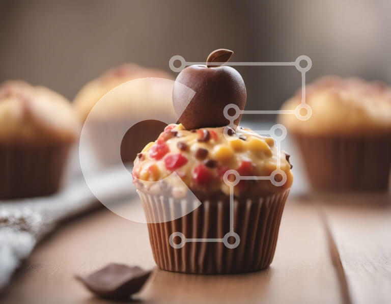 Σετ των 2 Intra Συλλεκτικό Ξύλινο Παζλ Plywood  4mm - Cupcakes με κάλυμμα μήλου και τσιπς σοκολάτας Σε Ξύλινο Κουτί - Διαστάσεις: 10x10 cm – 25 κομμάτια