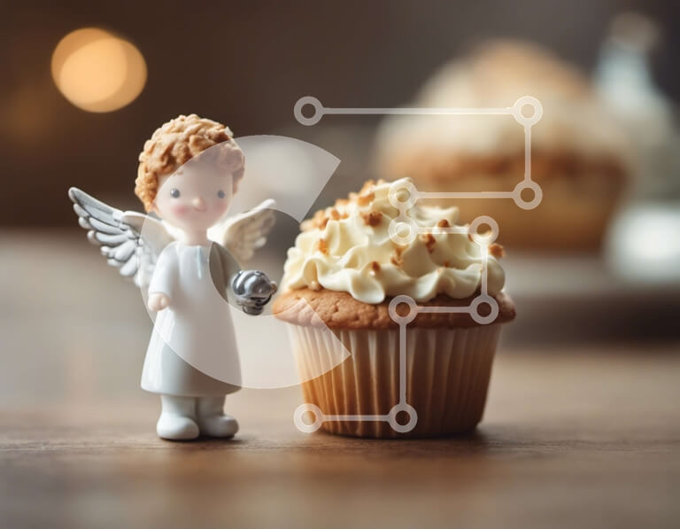 Intra Συλλεκτικό Ξύλινο Παζλ Plywood  4mm - Ειδώλιο αγγέλου με cupcake Σε Ξύλινο Κουτί - Διαστάσεις Puzzle: 10x10 cm – 25 κομμάτια