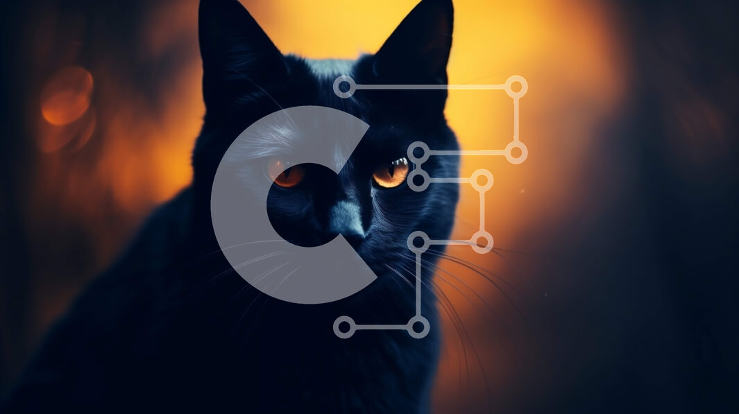 Intra Συλλεκτικό Ξύλινο Παζλ Plywood  4mm - Μαύρη γάτα με πορτοκαλί μάτια σε πορτοκαλί φόντο Σε Ξύλινο Κουτί - Διαστάσεις: 10x10 cm – 25 κομμάτια