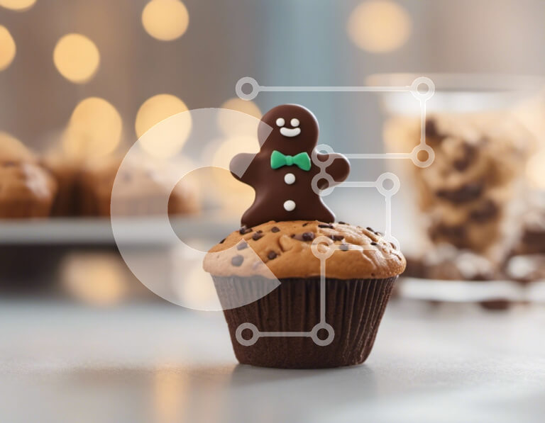 Σετ των 2 Intra Συλλεκτικό Ξύλινο Παζλ Plywood  4mm - Cupcake σοκολάτας με ειδώλιο άνδρα με μελόψωμο Σε Ξύλινο Κουτί - Διαστάσεις: 10x10 cm – 25 κομμάτια