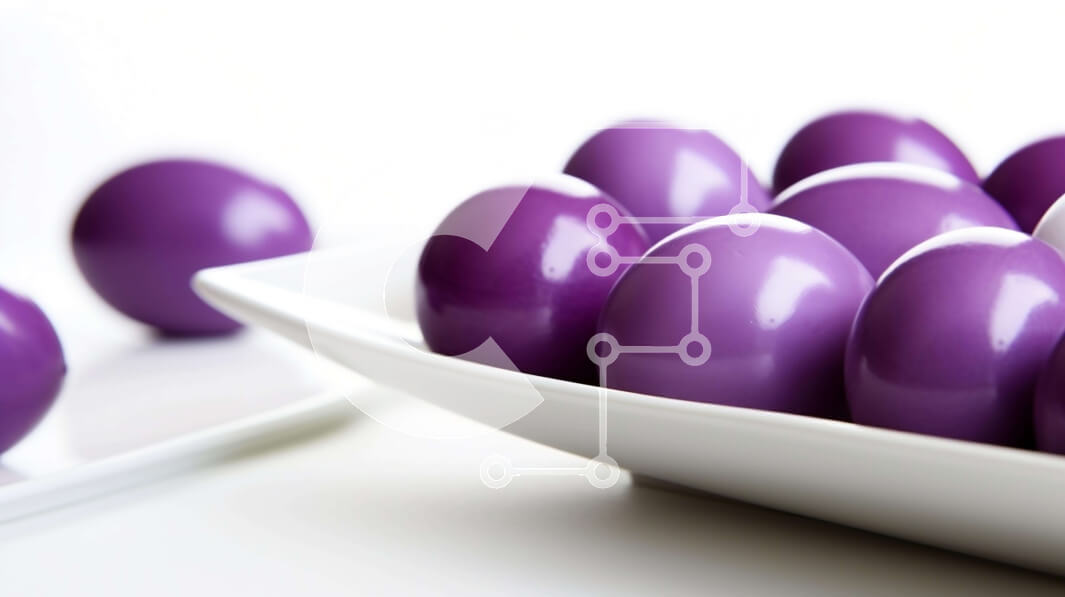 Intra Συλλεκτικό Ξύλινο Παζλ Plywood  4mm - Ανάμεικτα μωβ αυγά σε λευκό μπολ Σε Ξύλινο Κουτί - Διαστάσεις Puzzle: 10x10 cm – 25 κομμάτια