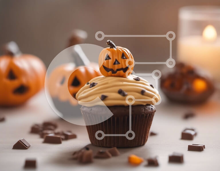 Σετ των 2 Intra Συλλεκτικό Ξύλινο Παζλ Plywood  4mm - Cupcake κολοκύθας με παγωμένο σοκολάτα και καραμέλες Σε Ξύλινο Κουτί - Διαστάσεις: 10x10 cm – 25 κομμάτια