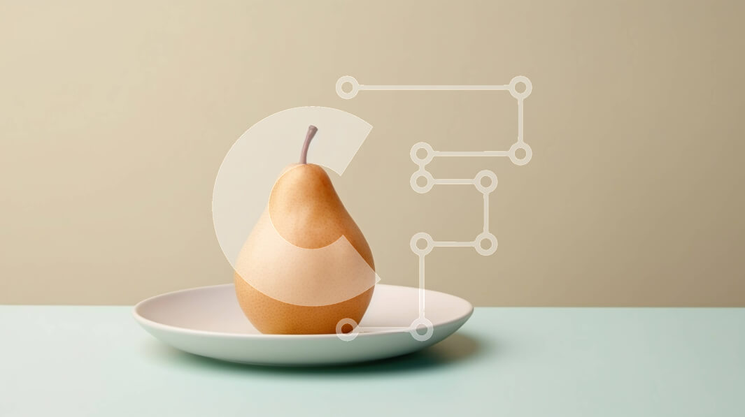 Σετ των 2 Intra Συλλεκτικό Ξύλινο Παζλ Plywood  4mm - Φρέσκο ​​και ώριμο αχλάδι σε ένα άσπρο πιάτο Σε Ξύλινο Κουτί - Διαστάσεις: 10x10 cm – 25 κομμάτια