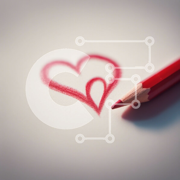 Intra Συλλεκτικό Ξύλινο Παζλ Plywood  4mm - Κόκκινο μολύβι που σχεδιάζει ένα σχήμα καρδιάς Σε Ξύλινο Κουτί - Διαστάσεις Puzzle: 10x10 cm – 25 κομμάτια