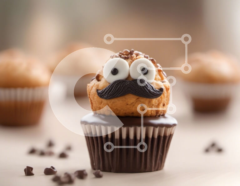 Σετ των 2 Intra Συλλεκτικό Ξύλινο Παζλ Plywood  4mm - Cupcake Eyeball με μουστάκι και τσιπς σοκολάτας Σε Ξύλινο Κουτί - Διαστάσεις: 10x10 cm – 25 κομμάτια