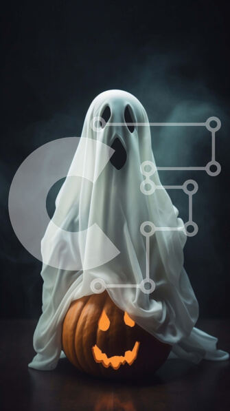 Intra Συλλεκτικό Ξύλινο Παζλ Plywood  4mm - Απόκριες φάντασμα σε μια κολοκύθα με καπνό Σε Ξύλινο Κουτί - Διαστάσεις Puzzle: 10x10 cm – 25 κομμάτια