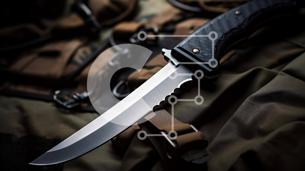 Intra Συλλεκτικό Ξύλινο Παζλ Plywood  4mm - Μαχαίρι σε τσάντα ή σακίδιο Σε Ξύλινο Κουτί - Διαστάσεις: 10x10 cm – 25 κομμάτια