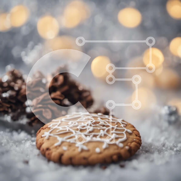 Σετ των 2 Intra Συλλεκτικό Ξύλινο Παζλ Plywood  4mm - Χριστουγεννιάτικο μπισκότο με γλάσο και νιφάδες χιονιού σε χιονισμένο φόντο Σε Ξύλινο Κουτί - Διαστάσεις: 10x10 cm – 25 κομμάτια