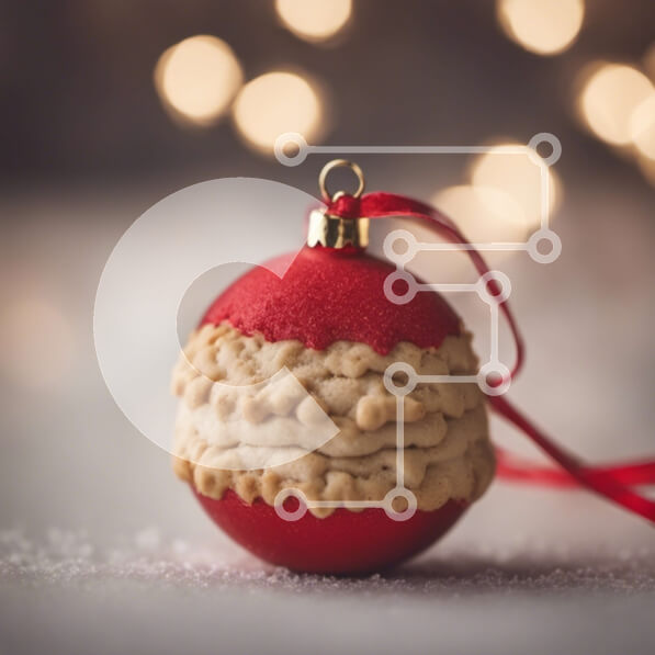 Intra Συλλεκτικό Ξύλινο Παζλ Plywood  4mm - Κόκκινο χριστουγεννιάτικο στολίδι με διακοσμητικά μπισκότα Σε Ξύλινο Κουτί - Διαστάσεις: 10x10 cm – 25 κομμάτια