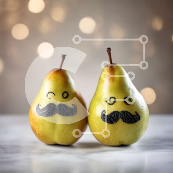 Σετ των 2 Intra Συλλεκτικό Ξύλινο Παζλ Plywood  4mm - Δύο αχλάδια μουστακιού σε ένα διακοσμημένο τραπέζι Σε Ξύλινο Κουτί - Διαστάσεις: 10x10 cm – 25 κομμάτια