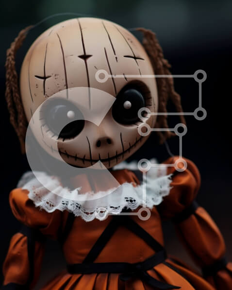 Intra Συλλεκτικό Ξύλινο Παζλ Plywood  4mm - Πορτοκαλί κούκλα φόρεμα με μαύρα μάτια Σε Ξύλινο Κουτί - Διαστάσεις: 10x10 cm – 25 κομμάτια