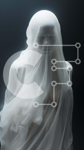 Intra Συλλεκτικό Ξύλινο Παζλ Plywood  4mm - Μυστηριώδες λευκό γλυπτό με πέπλο σιφόν Σε Ξύλινο Κουτί - Διαστάσεις Puzzle: 10x10 cm – 25 κομμάτια