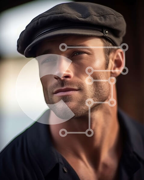 Intra Συλλεκτικό Ξύλινο Παζλ Plywood  4mm - Κομψός άνδρας με μαύρο καπέλο και λευκό πουκάμισο που κοιτάζει την απόσταση Σε Ξύλινο Κουτί - Διαστάσεις Puzzle: 10x10 cm – 25 κομμάτια