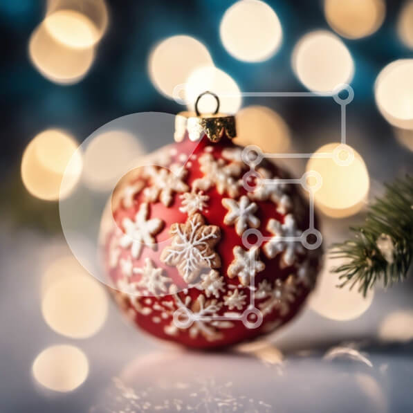 Intra Συλλεκτικό Ξύλινο Παζλ Plywood  4mm - Εορταστική κόκκινη χριστουγεννιάτικη μπάλα με νιφάδες χιονιού Σε Ξύλινο Κουτί - Διαστάσεις: 10x10 cm – 25 κομμάτια