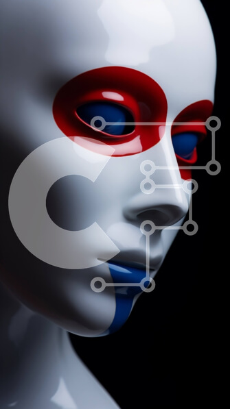 Intra Συλλεκτικό Ξύλινο Παζλ Plywood  4mm - Μανεκέν με μπογιά καρδιάς στο πρόσωπο Σε Ξύλινο Κουτί - Διαστάσεις Puzzle: 10x10 cm – 25 κομμάτια