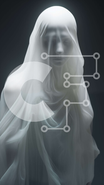 Intra Συλλεκτικό Ξύλινο Παζλ Plywood  4mm - Λευκό άγαλμα με πέπλο σε σκούρο φόντο Σε Ξύλινο Κουτί - Διαστάσεις Puzzle: 10x10 cm – 25 κομμάτια