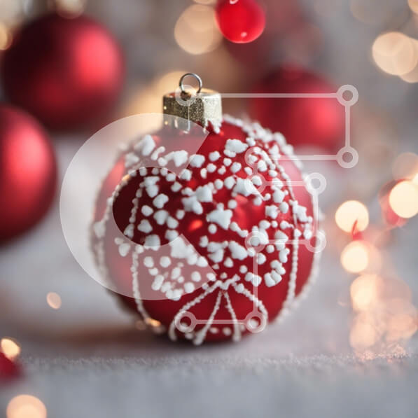 Intra Συλλεκτικό Ξύλινο Παζλ Plywood  4mm - Κόκκινο και λευκό χριστουγεννιάτικο στολίδι μπάλα Σε Ξύλινο Κουτί - Διαστάσεις: 10x10 cm – 25 κομμάτια