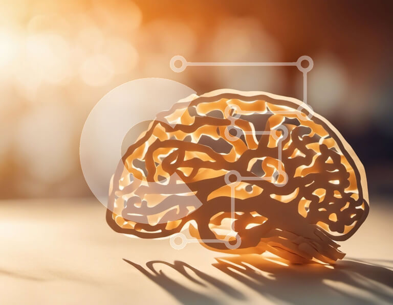 Intra Συλλεκτικό Ξύλινο Παζλ Plywood  4mm - Μοντέλο αποκοπής εγκεφάλου σε πορτοκαλί φόντο Σε Ξύλινο Κουτί - Διαστάσεις Puzzle: 10x10 cm – 25 κομμάτια