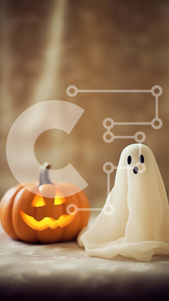 Intra Συλλεκτικό Ξύλινο Παζλ Plywood  4mm - Διακόσμηση αποκριών φάντασμα και κολοκύθας Σε Ξύλινο Κουτί - Διαστάσεις: 10x10 cm – 25 κομμάτια