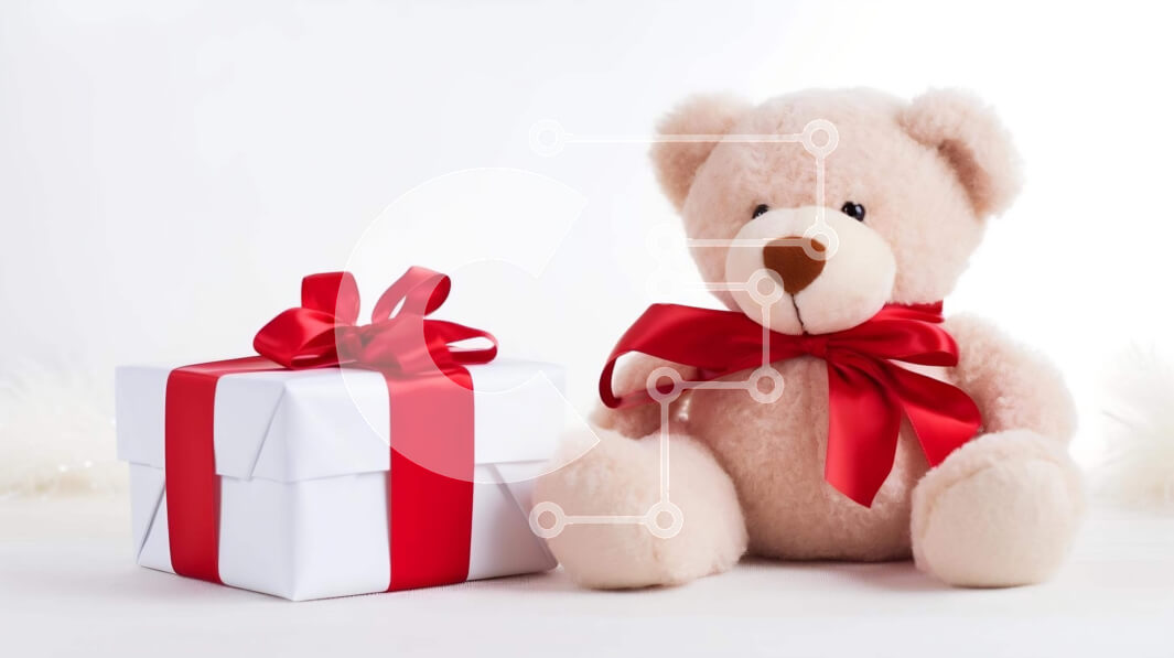 Intra Συλλεκτικό Ξύλινο Παζλ Plywood  4mm - Αρκουδάκι και κόκκινο κουτί δώρου με φτερά Σε Ξύλινο Κουτί - Διαστάσεις: 10x10 cm – 25 κομμάτια