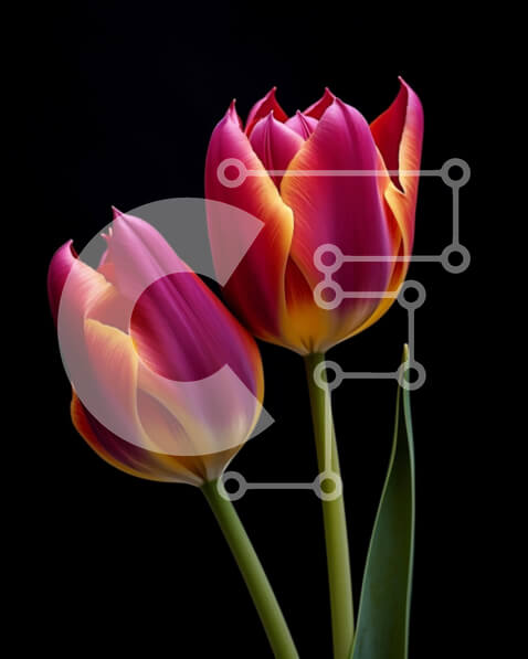 Intra Συλλεκτικό Ξύλινο Παζλ Plywood  4mm - Ροζ και κίτρινα λουλούδια τουλίπας σε γυάλινο βάζο Σε Ξύλινο Κουτί - Διαστάσεις: 10x10 cm – 25 κομμάτια