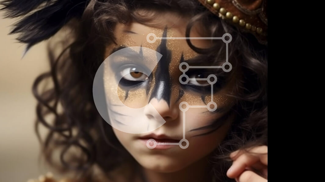 Intra Συλλεκτικό Ξύλινο Παζλ Plywood  4mm - Αξιολάτρευτη εικόνα νεαρής κοπέλας με μαύρη και χρυσή στολή γάτας με ραβδί Σε Ξύλινο Κουτί - Διαστάσεις Puzzle: 10x10 cm – 25 κομμάτια