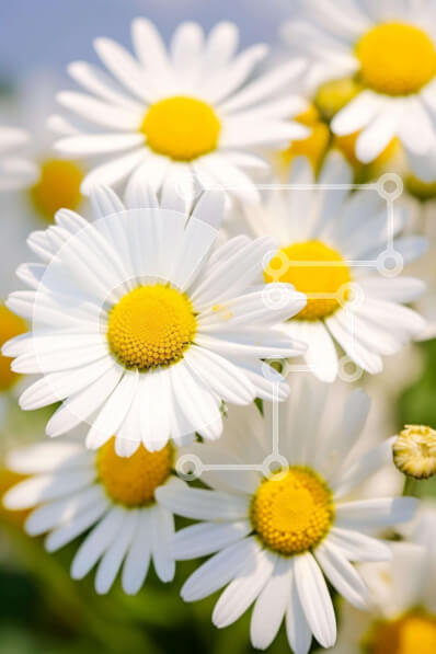 Σετ των 2 Intra Συλλεκτικό Ξύλινο Παζλ Plywood  4mm - Κοντινό πλάνο ανθισμένες μαργαρίτες σε έναν κήπο Σε Ξύλινο Κουτί - Διαστάσεις: 10x10 cm – 25 κομμάτια