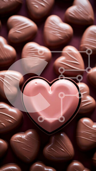 Intra Συλλεκτικό Ξύλινο Παζλ Plywood  4mm - Σοκολάτες σε σχήμα καρδιάς που περιβάλλονται από καρδιές Σε Ξύλινο Κουτί - Διαστάσεις: 10x10 cm – 25 κομμάτια