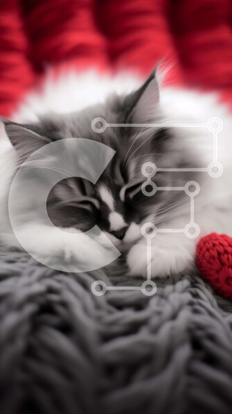 Σετ των 2 Intra Συλλεκτικό Ξύλινο Παζλ Plywood  4mm - Κοιμισμένη γκρι και λευκή γάτα με κόκκινη μπάλα Σε Ξύλινο Κουτί - Διαστάσεις: 10x10 cm – 25 κομμάτια