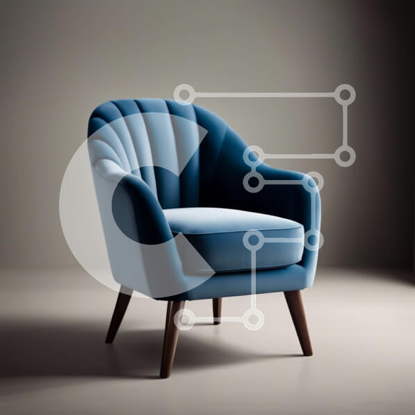 Intra Συλλεκτικό Ξύλινο Παζλ Plywood  4mm - Κομψή μπλε βελούδινη πολυθρόνα σε δωμάτιο με χαμηλό φωτισμό Σε Ξύλινο Κουτί - Διαστάσεις Puzzle: 10x10 cm – 25 κομμάτια