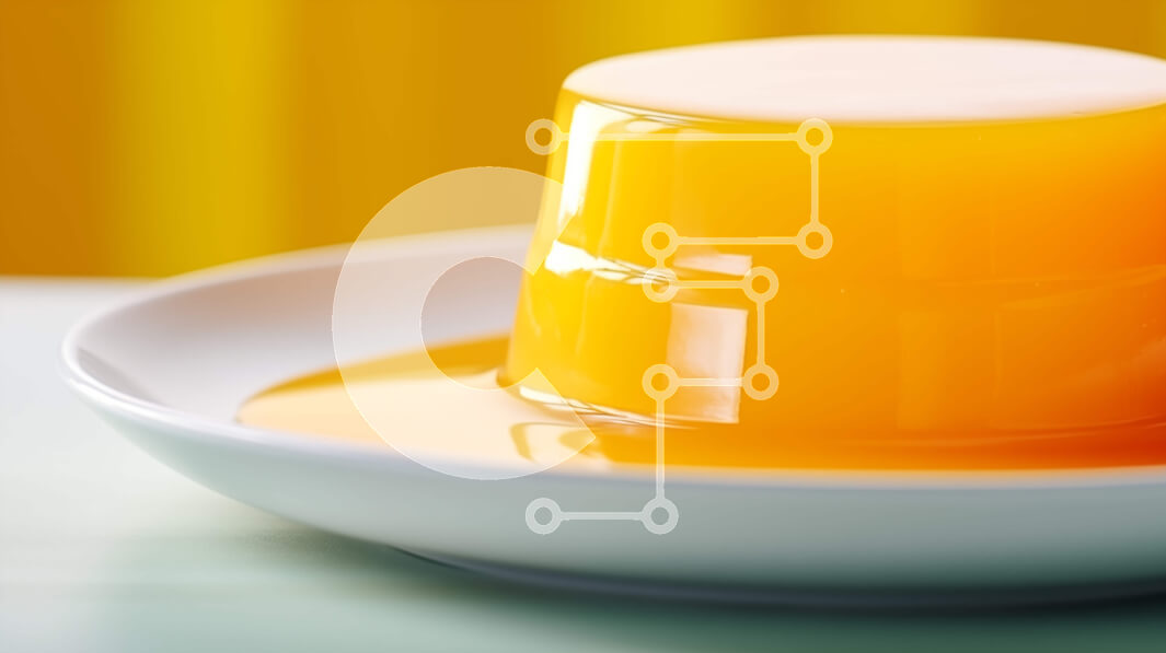 Σετ των 2 Intra Συλλεκτικό Ξύλινο Παζλ Plywood  4mm - Νόστιμη πουτίγκα ζελατίνης πορτοκαλιού σε ένα πιάτο Σε Ξύλινο Κουτί - Διαστάσεις: 10x10 cm – 25 κομμάτια