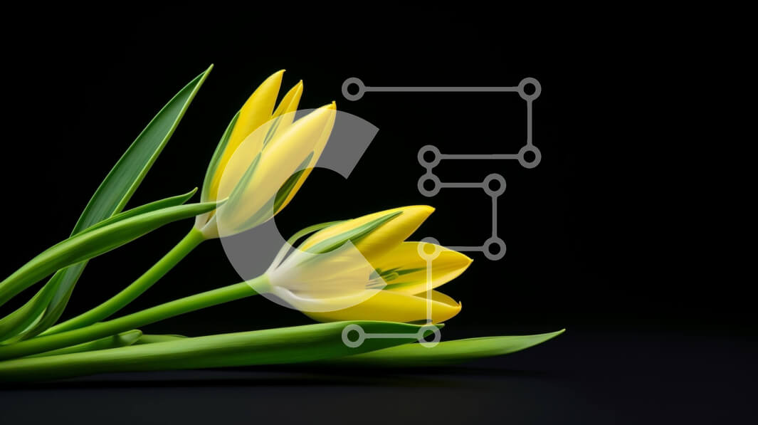 Intra Συλλεκτικό Ξύλινο Παζλ Plywood  4mm - Κίτρινα λουλούδια τουλίπας σε μαύρο φόντο Σε Ξύλινο Κουτί - Διαστάσεις: 10x10 cm – 25 κομμάτια