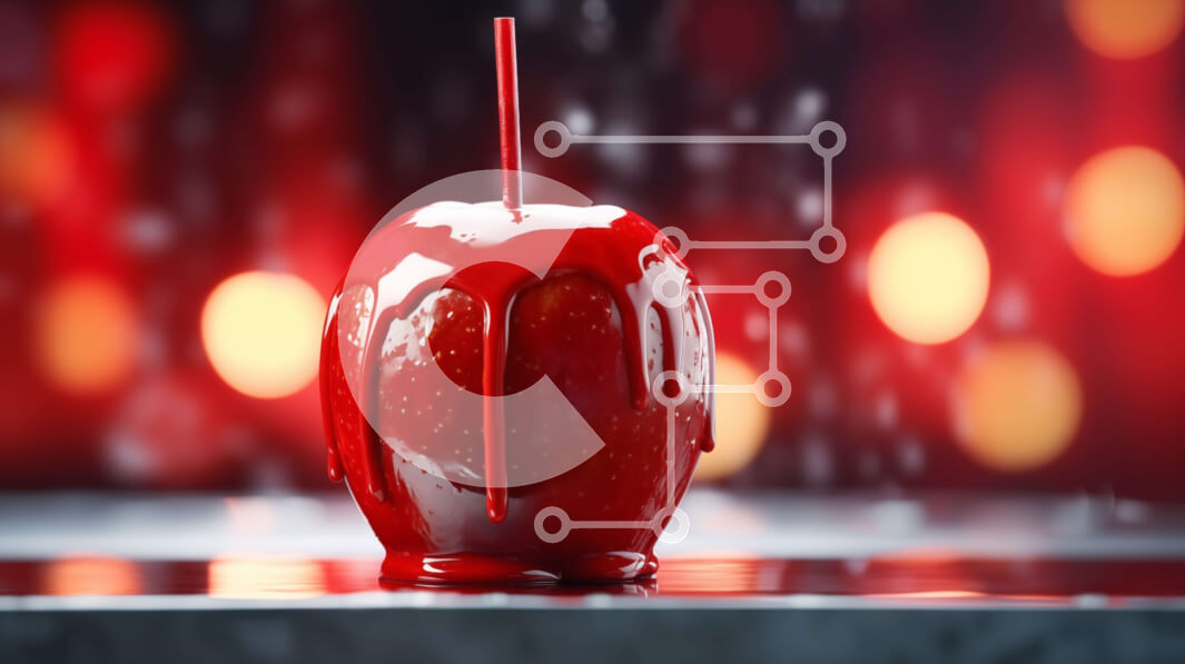 Σετ των 2 Intra Συλλεκτικό Ξύλινο Παζλ Plywood  4mm - Μήλο καραμέλας με γλάσο και καλαμάκι Σε Ξύλινο Κουτί - Διαστάσεις: 10x10 cm – 25 κομμάτια