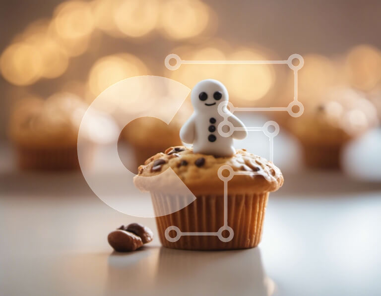 Intra Συλλεκτικό Ξύλινο Παζλ Plywood  4mm - Cupcake χιονάνθρωπος με τσιπς σοκολάτας Σε Ξύλινο Κουτί - Διαστάσεις Puzzle: 10x10 cm – 25 κομμάτια