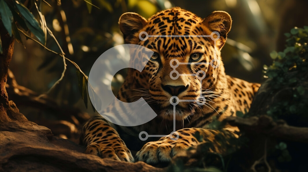 Σετ των 2 Intra Συλλεκτικό Ξύλινο Παζλ Plywood  4mm - Majestic Jaguar σε ένα καταπράσινο δάσος Σε Ξύλινο Κουτί - Διαστάσεις: 10x10 cm – 25 κομμάτια