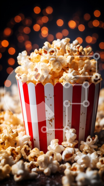 Intra Συλλεκτικό Ξύλινο Παζλ Plywood  4mm - Μπολ Ποπ Κορν σε Κόκκινο και Λευκό Ριγέ Μπολ Σε Ξύλινο Κουτί - Διαστάσεις: 10x10 cm – 25 κομμάτια