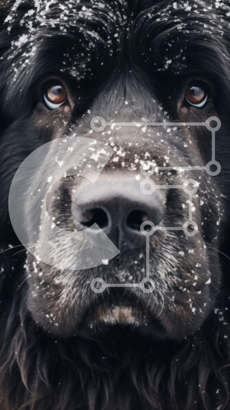 Σετ των 2 Intra Συλλεκτικό Ξύλινο Παζλ Plywood  4mm - Μαύρος σκύλος καλυμμένος στο χιόνι Σε Ξύλινο Κουτί - Διαστάσεις: 10x10 cm – 25 κομμάτια