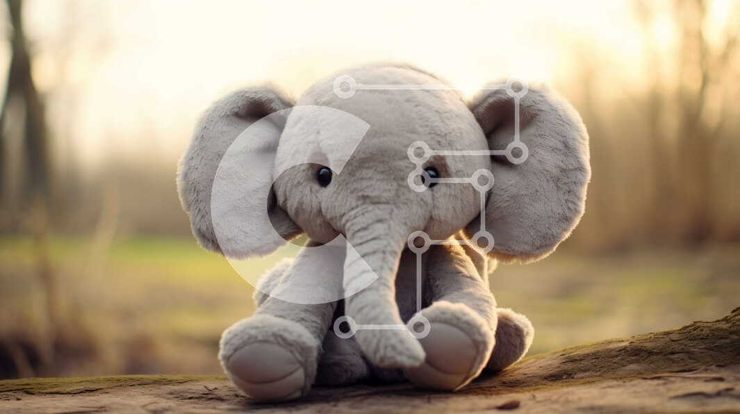 Intra Συλλεκτικό Ξύλινο Παζλ Plywood  4mm - Γκρίζος γεμισμένος ελέφαντας στο δάσος Σε Ξύλινο Κουτί - Διαστάσεις: 10x10 cm – 25 κομμάτια