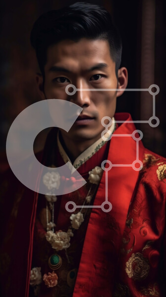 Intra Συλλεκτικό Ξύλινο Παζλ Plywood  4mm - Εκπληκτικό πορτρέτο ενός άνδρα με κόκκινη ρόμπα με χρυσό κέντημα Σε Ξύλινο Κουτί - Διαστάσεις Puzzle: 10x10 cm – 25 κομμάτια