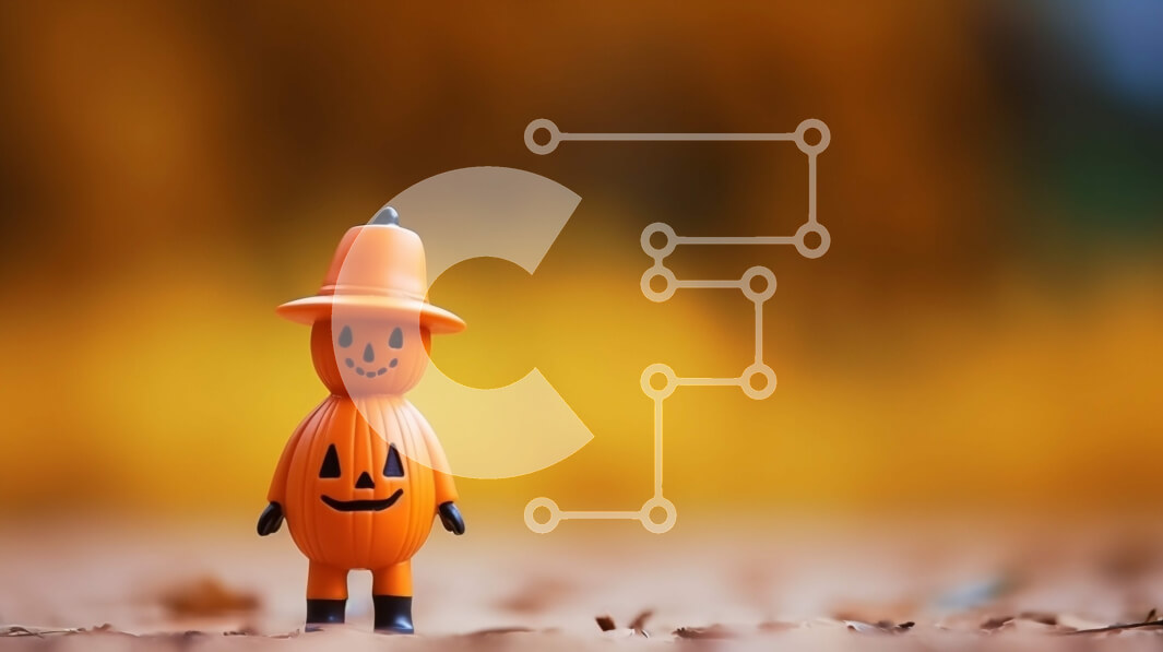 Intra Συλλεκτικό Ξύλινο Παζλ Plywood  4mm - Πορτοκαλί κολοκύθα παιχνιδιών με καπέλο Jack-o'-lantern σε φθινοπωρινά φύλλα Σε Ξύλινο Κουτί - Διαστάσεις Puzzle: 10x10 cm – 25 κομμάτια