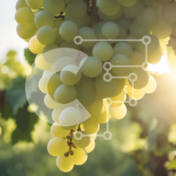 Intra Συλλεκτικό Ξύλινο Παζλ Plywood  4mm - Λευκά σταφύλια που κρέμονται από μια φωτογραφία αμπέλου Σε Ξύλινο Κουτί - Διαστάσεις: 10x10 cm – 25 κομμάτια