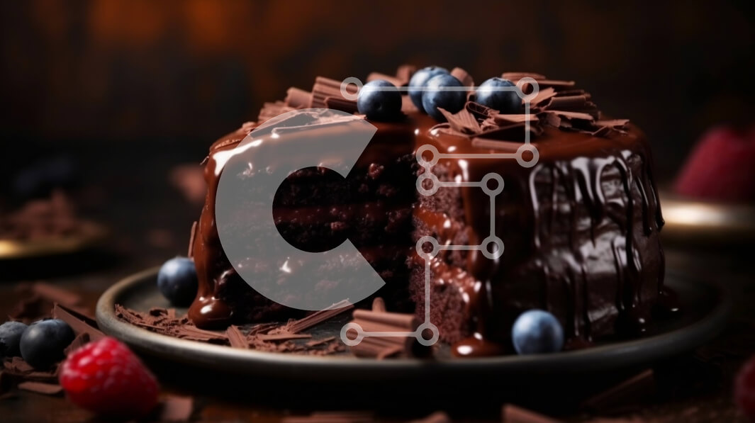 Σετ των 2 Intra Συλλεκτικό Ξύλινο Παζλ Plywood  4mm - Decadent κέικ σοκολάτας με φρέσκα μούρα στην κορυφή Σε Ξύλινο Κουτί - Διαστάσεις: 10x10 cm – 25 κομμάτια