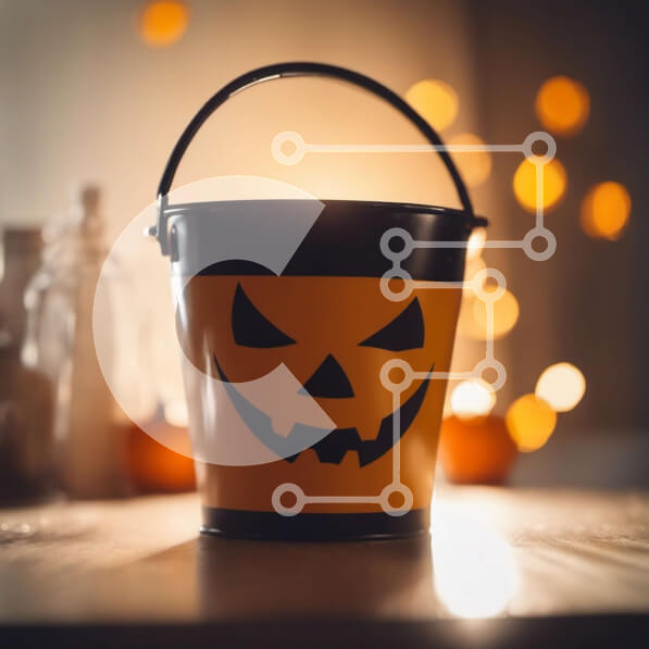 Intra Συλλεκτικό Ξύλινο Παζλ Plywood  4mm - Κουβάς σε σχήμα κολοκύθας αποκριών με πολύχρωμα φώτα Σε Ξύλινο Κουτί - Διαστάσεις Puzzle: 10x10 cm – 25 κομμάτια