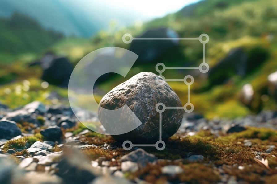 Intra Συλλεκτικό Ξύλινο Παζλ Plywood  4mm - Όμορφη εικόνα ενός μεγάλου βράχου με φυτά και βουνά στο φόντο Σε Ξύλινο Κουτί - Διαστάσεις: 10x10 cm – 25 κομμάτια