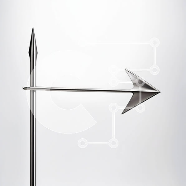 Intra Συλλεκτικό Ξύλινο Παζλ Plywood  4mm - Αφηρημένο ασημένιο βέλος σε καθαρό λευκό φόντο Σε Ξύλινο Κουτί - Διαστάσεις Puzzle: 10x10 cm – 25 κομμάτια