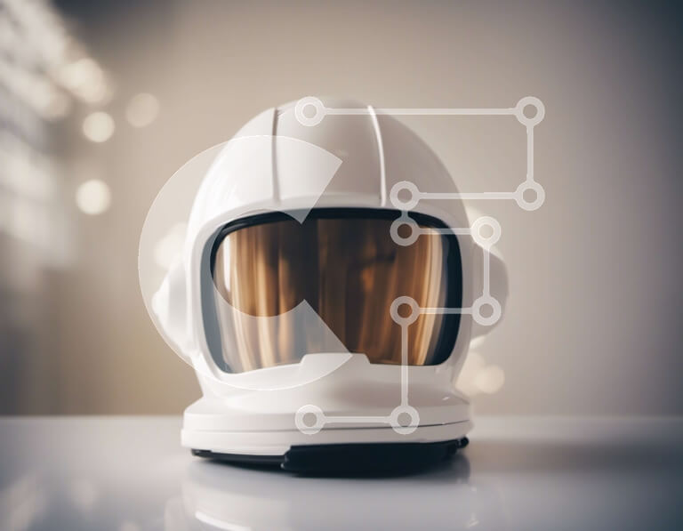 Intra Συλλεκτικό Ξύλινο Παζλ Plywood  4mm - Λευκό κράνος αστροναυτών σε γυάλινο τραπέζι Σε Ξύλινο Κουτί - Διαστάσεις Puzzle: 10x10 cm – 25 κομμάτια