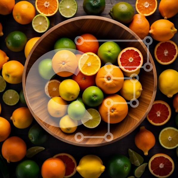 Σετ των 2 Intra Συλλεκτικό Ξύλινο Παζλ Plywood  4mm - Ζωντανά και φρέσκα εσπεριδοειδή σε ένα ξύλινο μπολ Σε Ξύλινο Κουτί - Διαστάσεις: 10x10 cm – 25 κομμάτια