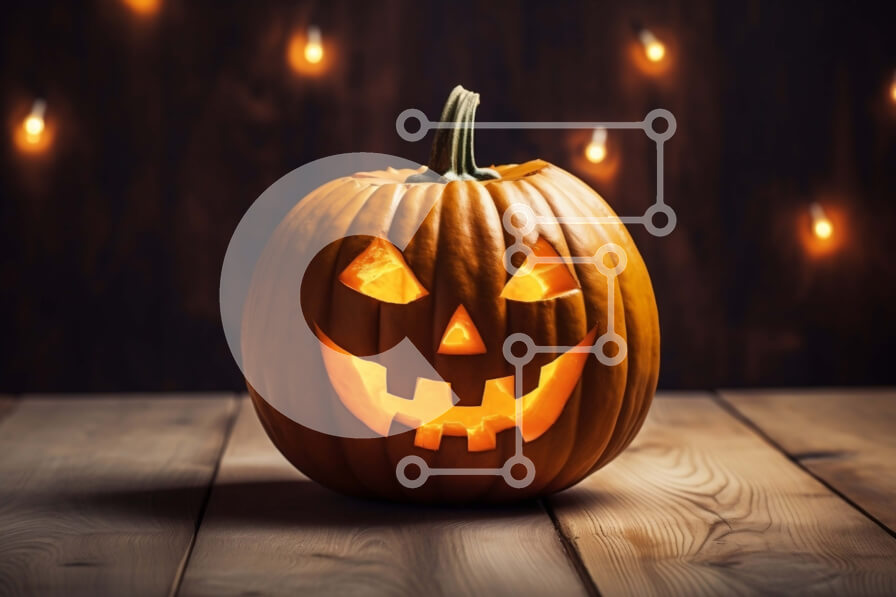 Intra Συλλεκτικό Ξύλινο Παζλ Plywood  4mm - Σκαλιστή και αναμμένη κολοκύθα για το Halloween Σε Ξύλινο Κουτί - Διαστάσεις Puzzle: 10x10 cm – 25 κομμάτια